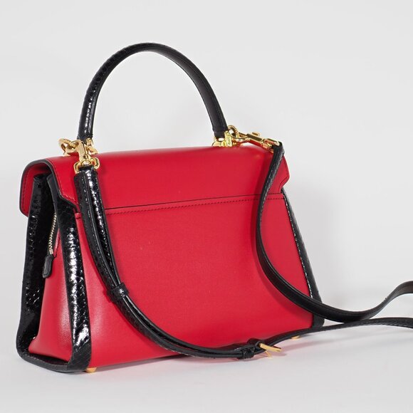 Dolce & Gabbana Red Leather Top Handle Shoulder Bag with Gold Hardware - Picture 4 of 15